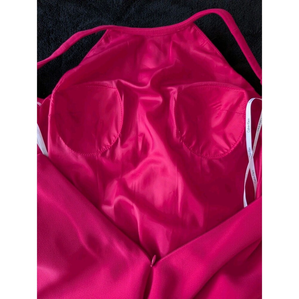 Calvin Klein High Neck Halter Sleek Pink Backless Formal Maxi Dress Gown Size 4 - Picture 9 of 13